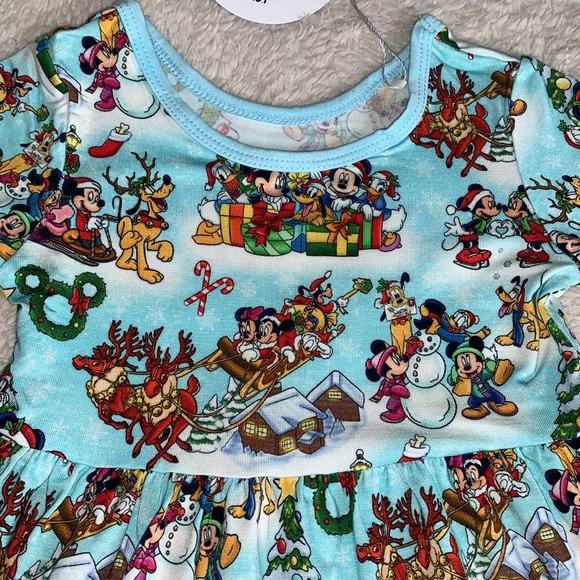 NWT Showstoppers Disney Christmas Bamboo Twirl Dress 4T Mickey Minnie Mouse - Picture 2 of 8